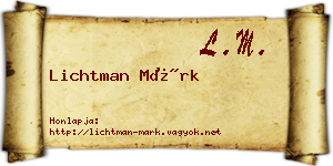 Lichtman Márk névjegykártya